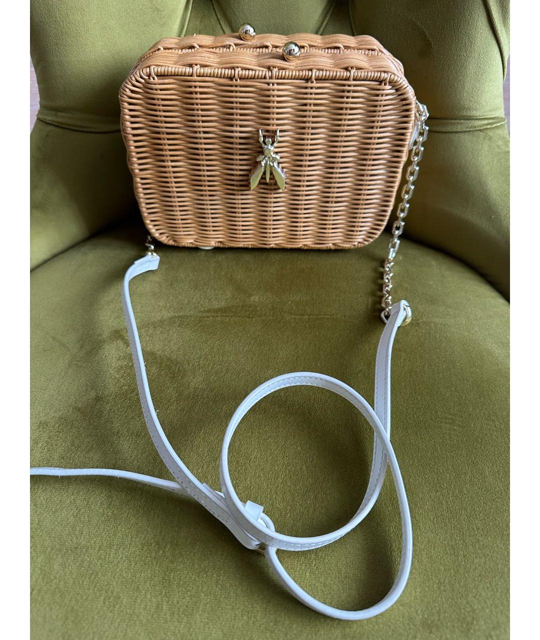 PATRIZIA PEPE Бежевая пелетеная сумка через плечо, фото 3