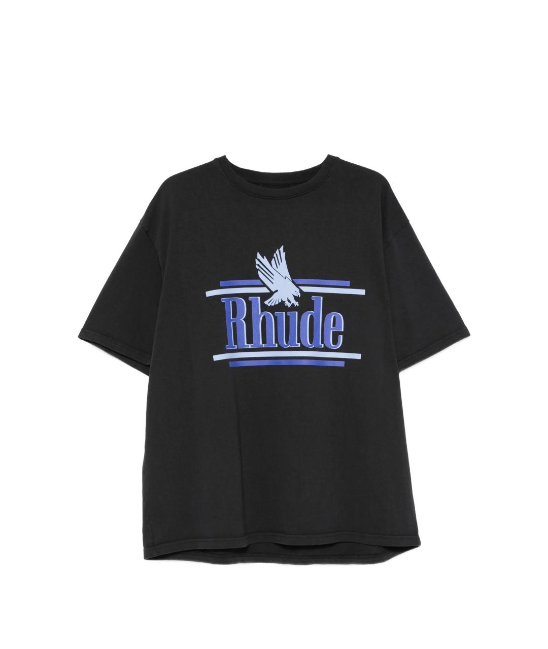 RHUDE Черная хлопковая футболка, фото 1