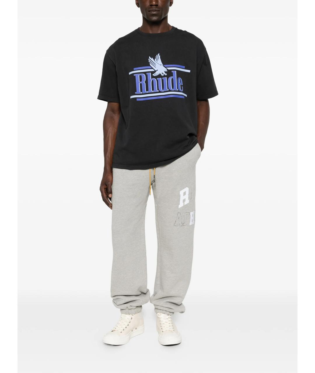 RHUDE Черная хлопковая футболка, фото 2