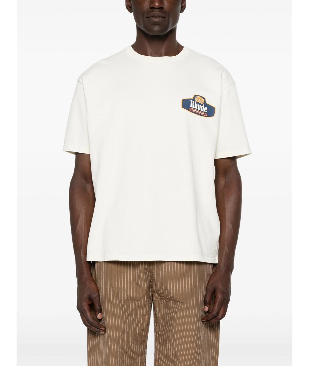 RHUDE Белая хлопковая футболка, фото 3