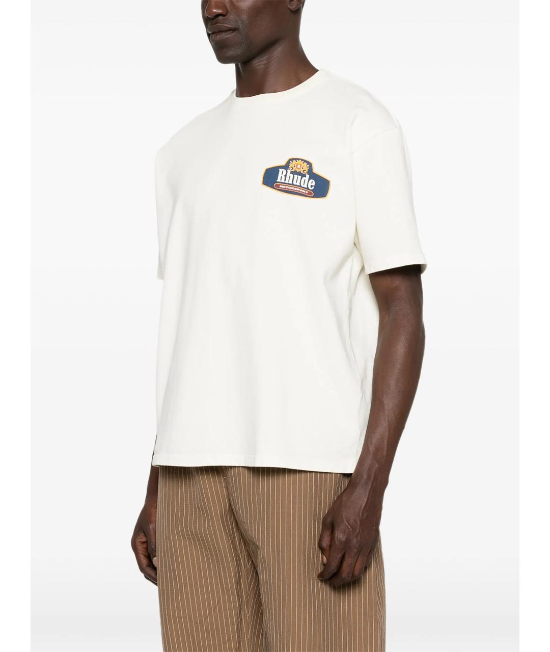 RHUDE Белая хлопковая футболка, фото 4