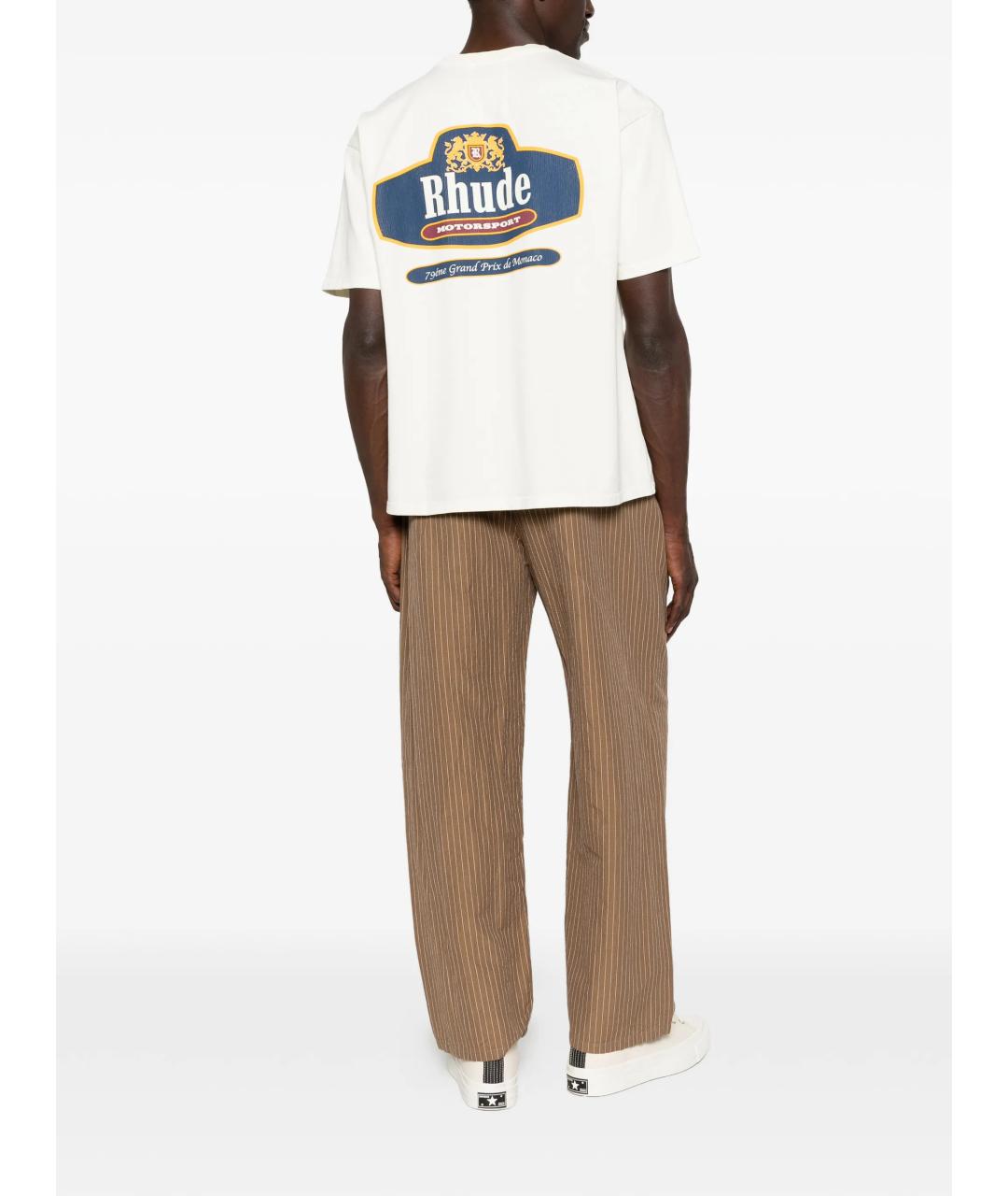 RHUDE Белая хлопковая футболка, фото 2