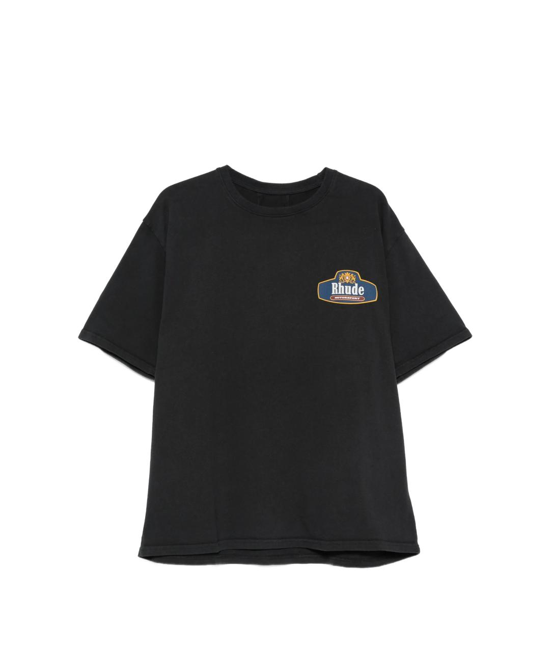RHUDE Черная хлопковая футболка, фото 1