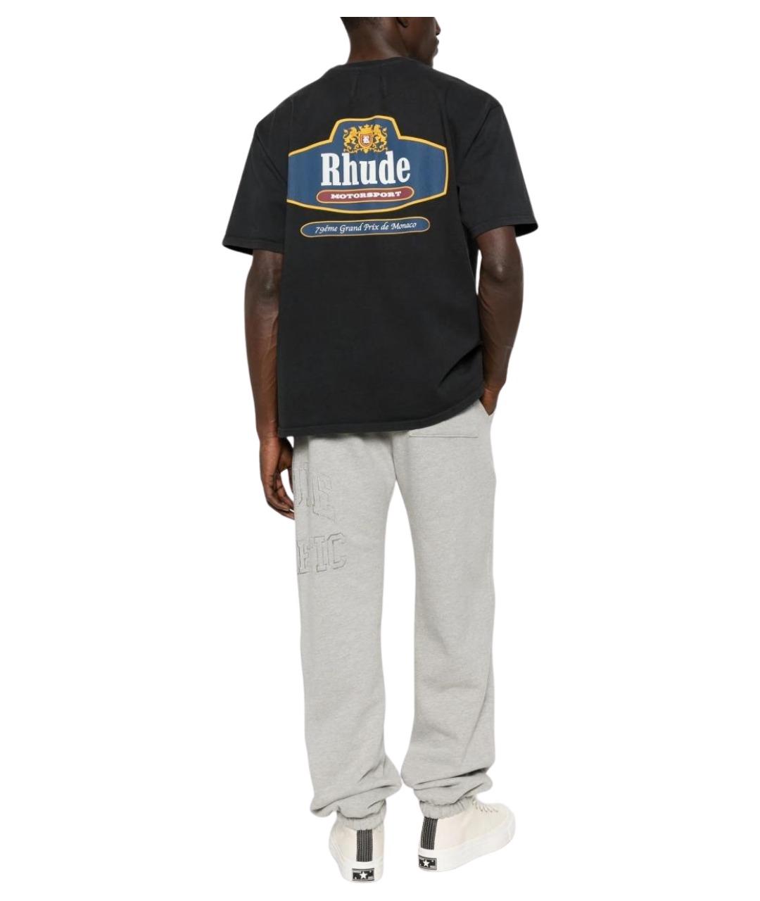 RHUDE Черная хлопковая футболка, фото 2