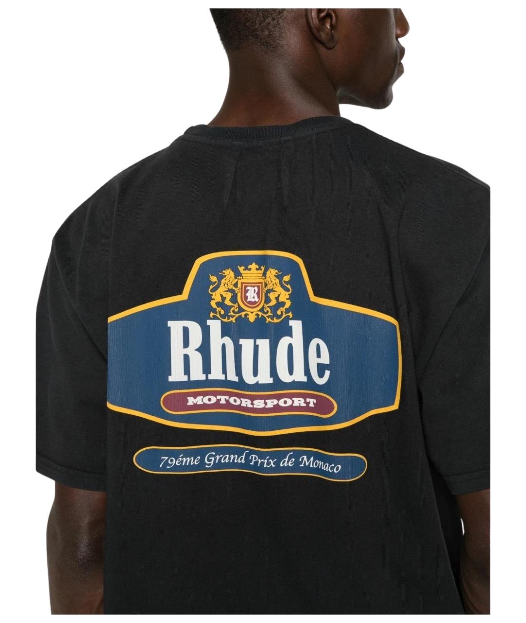 RHUDE Черная хлопковая футболка, фото 5