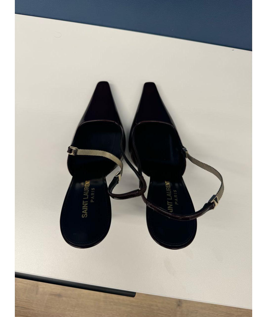SAINT LAURENT Бордовые туфли из лакированной кожи, фото 3