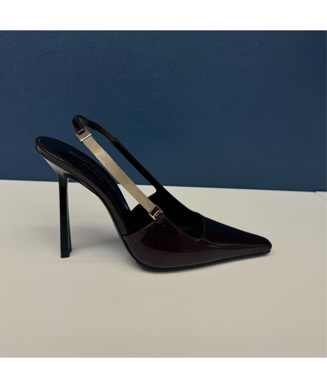 SAINT LAURENT Бордовые туфли из лакированной кожи, фото 6