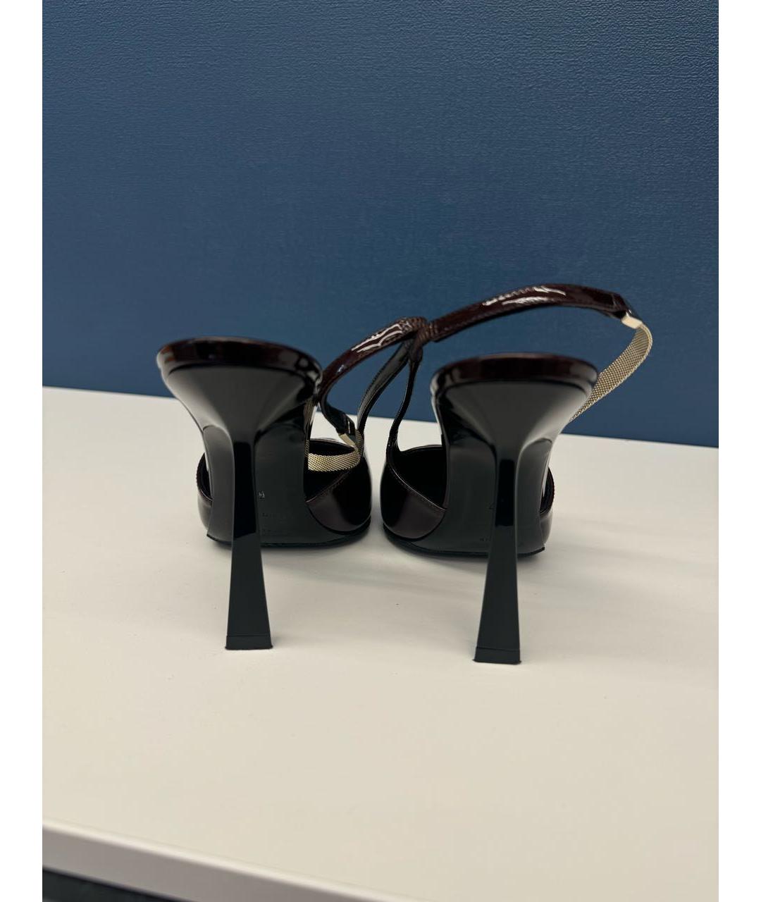 SAINT LAURENT Бордовые туфли из лакированной кожи, фото 4