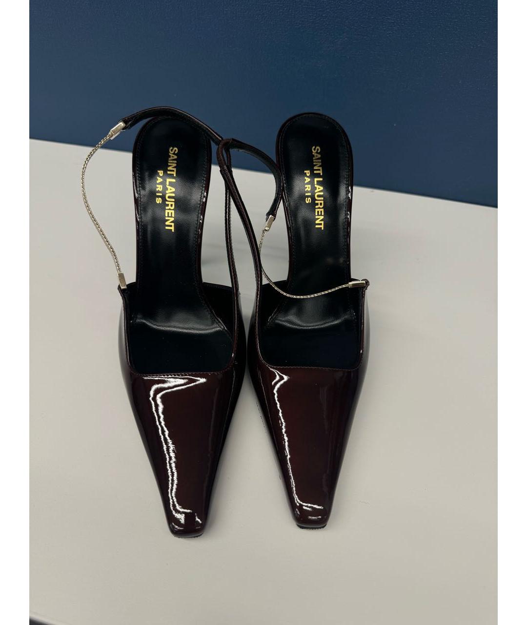 SAINT LAURENT Бордовые туфли из лакированной кожи, фото 2