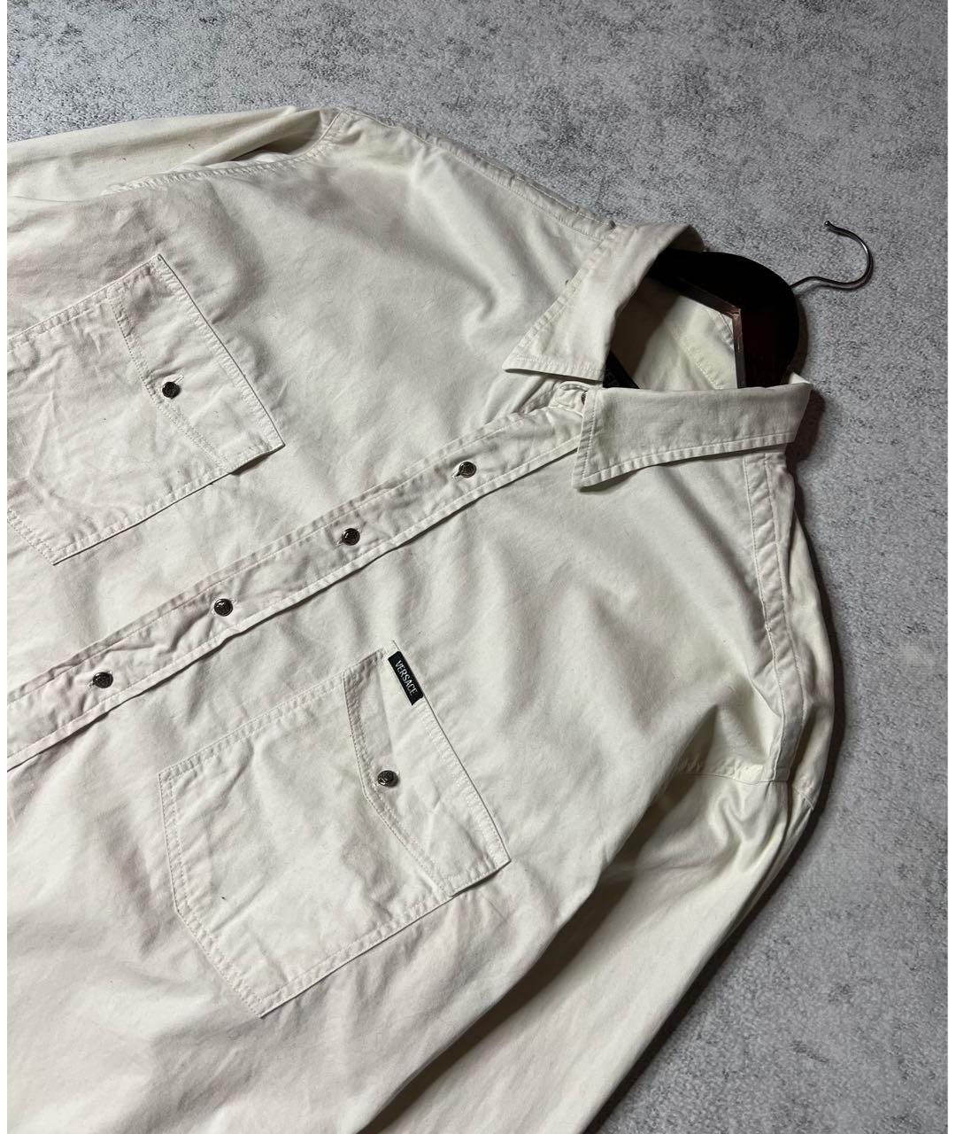 VERSACE Бежевая хлопковая кэжуал рубашка, фото 3