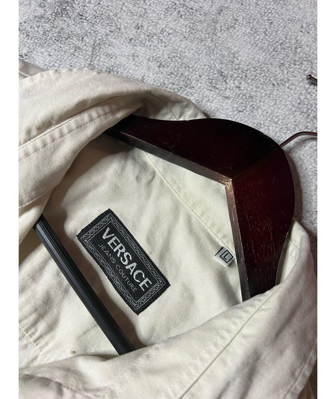 VERSACE Бежевая хлопковая кэжуал рубашка, фото 5