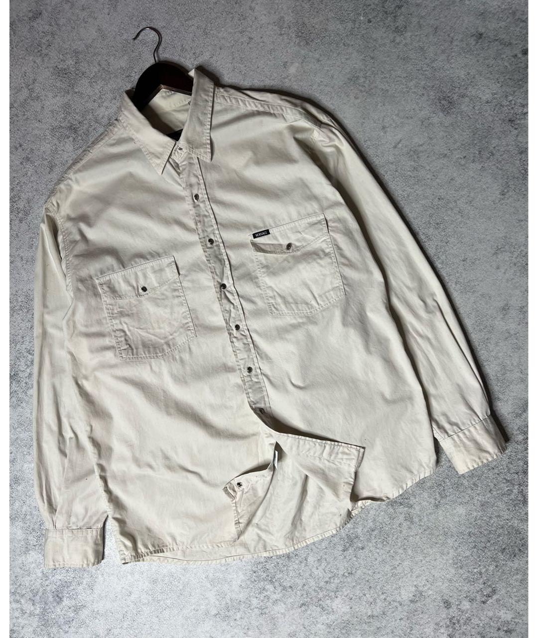 VERSACE Бежевая хлопковая кэжуал рубашка, фото 7