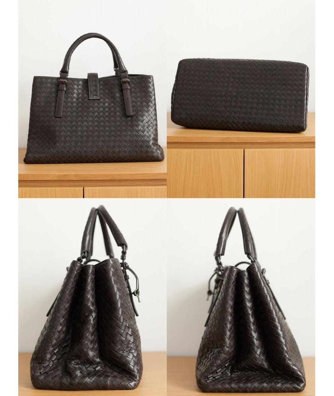 BOTTEGA VENETA Коричневая кожаная сумка с короткими ручками, фото 6