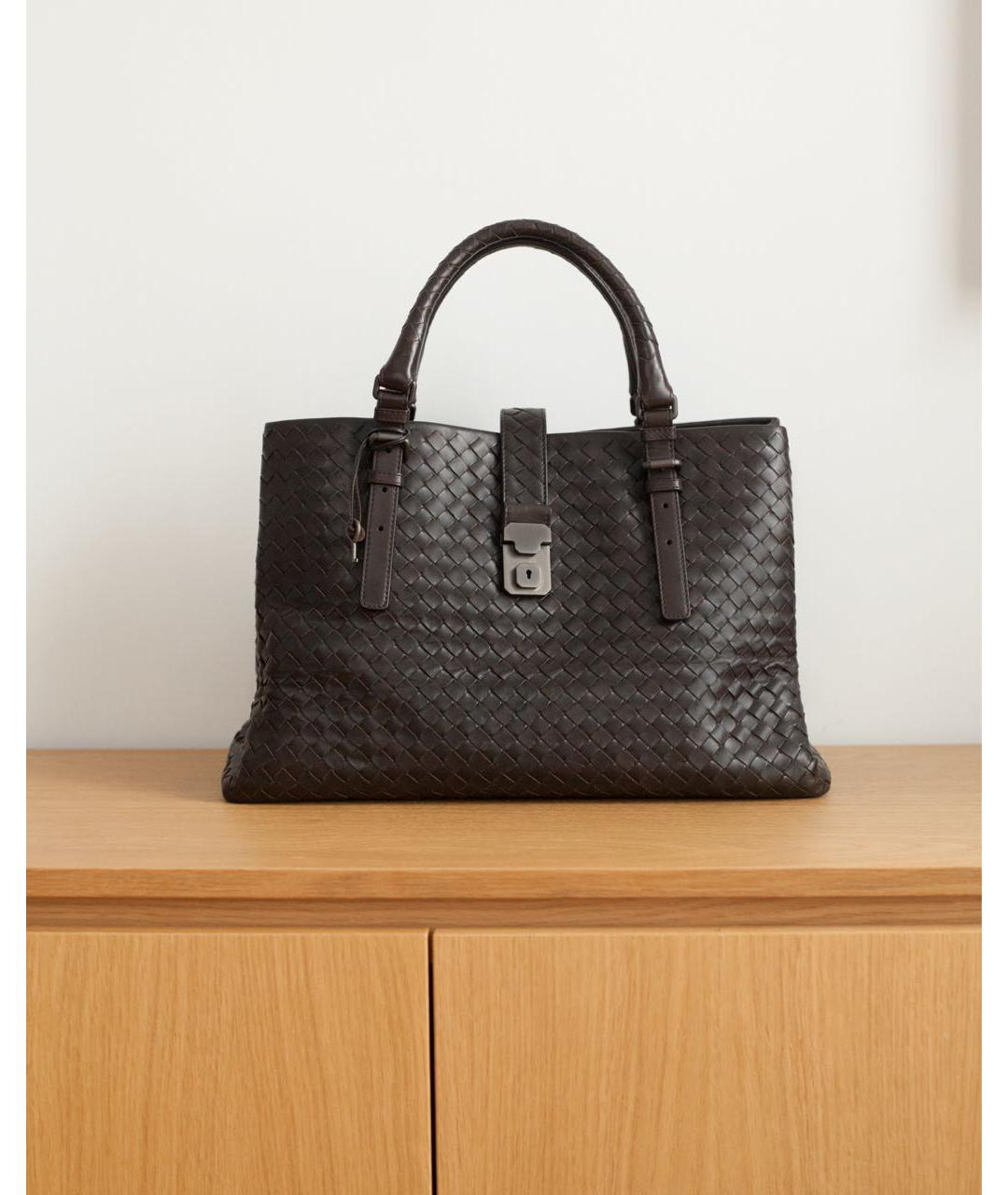 BOTTEGA VENETA Коричневая кожаная сумка с короткими ручками, фото 8