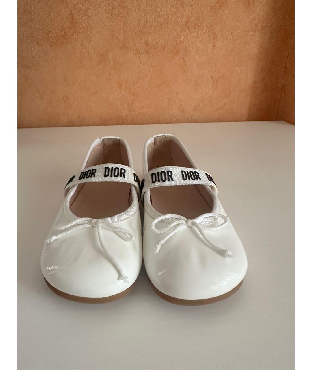 CHRISTIAN DIOR Белые кожаные балетки, фото 2