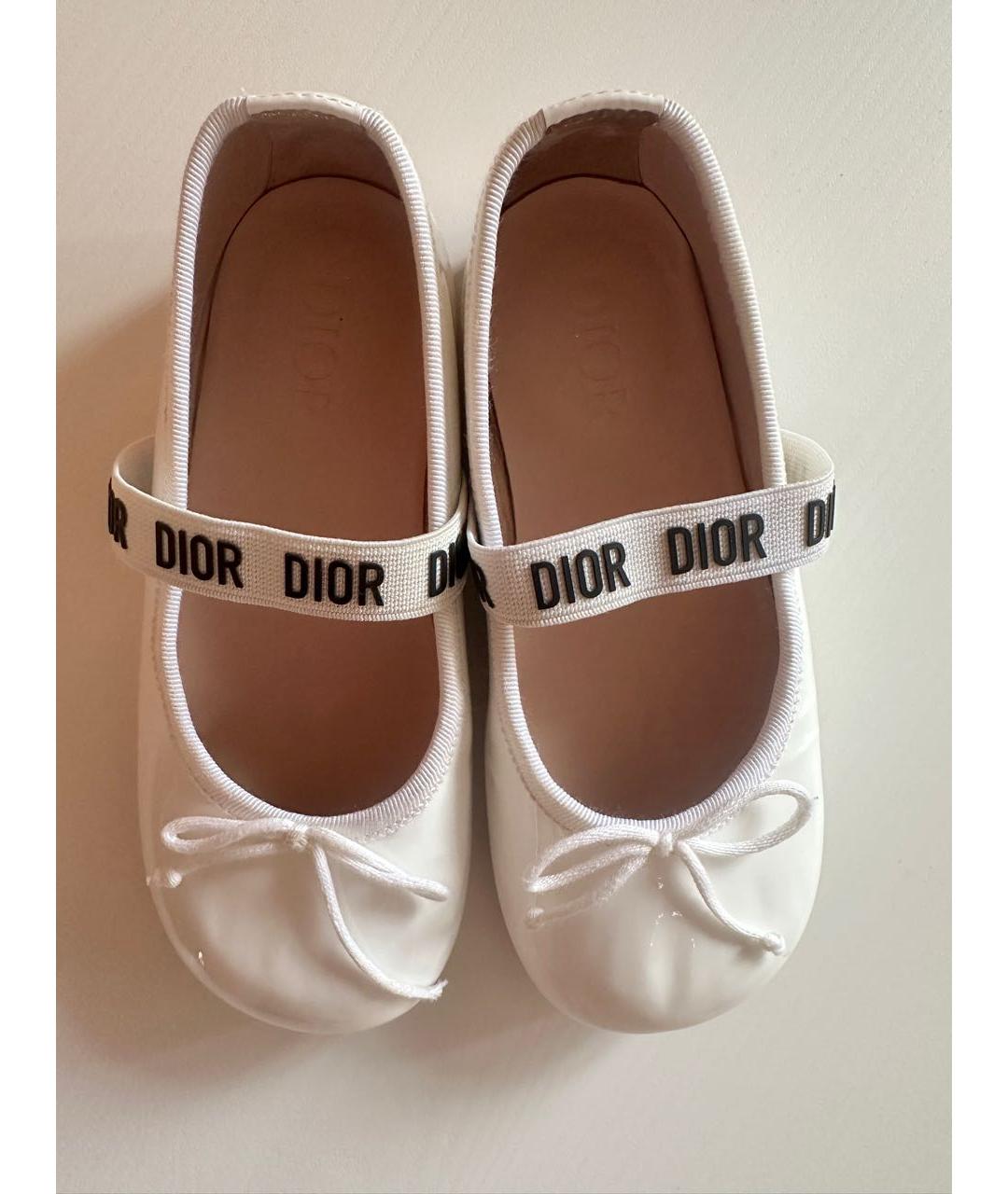 CHRISTIAN DIOR Белые кожаные балетки, фото 3