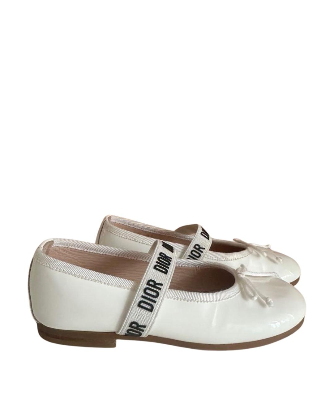 CHRISTIAN DIOR Белые кожаные балетки, фото 1