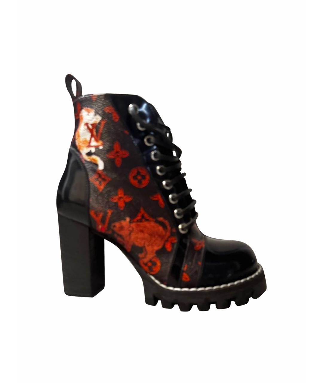 LOUIS VUITTON Черные кожаные ботильоны, фото 1