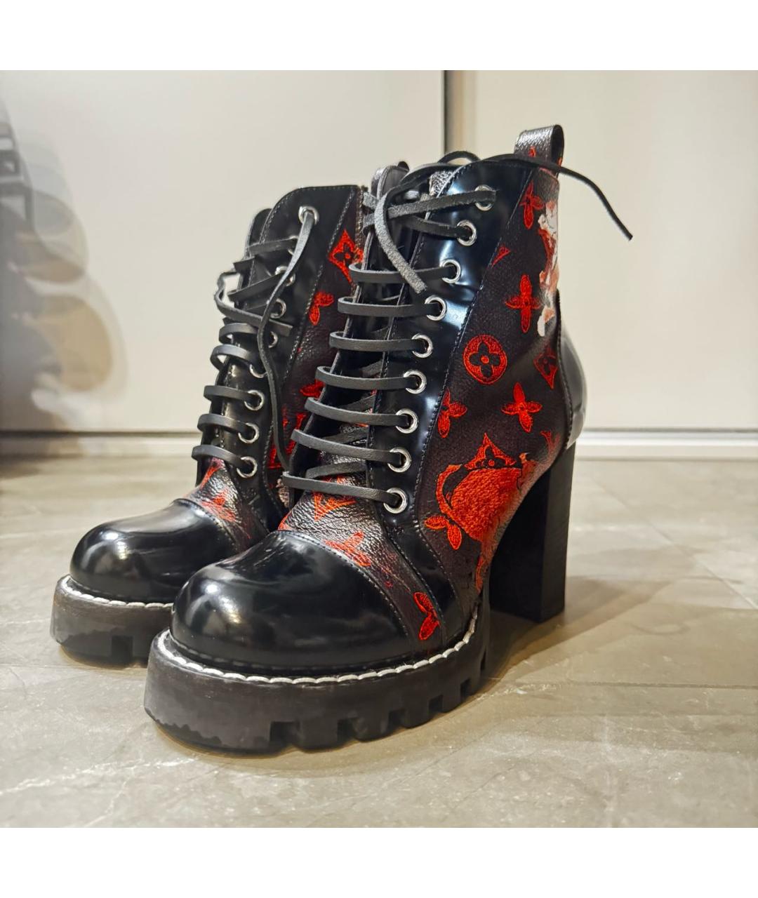 LOUIS VUITTON Черные кожаные ботильоны, фото 6