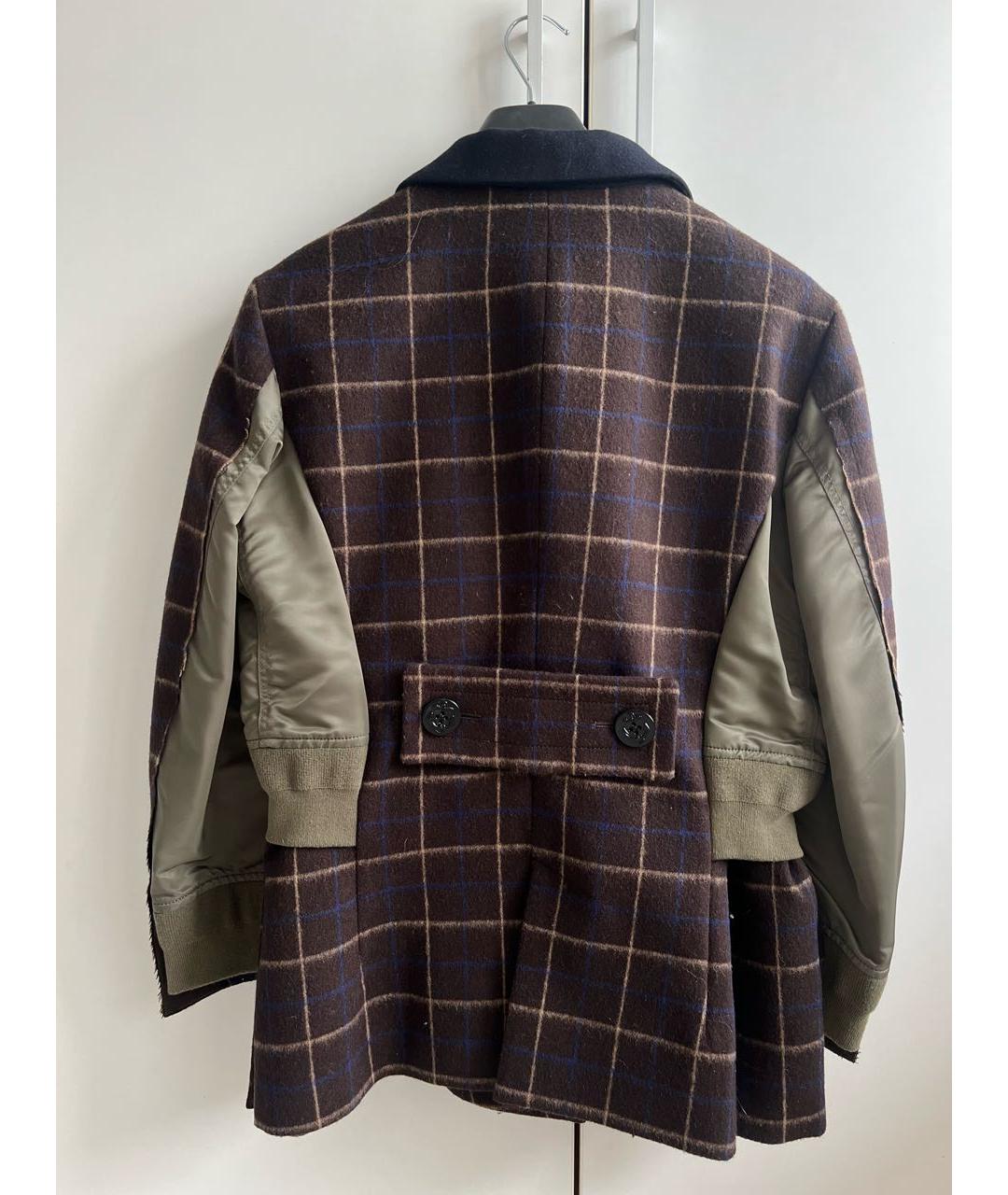 SACAI Коричневое шерстяное пальто, фото 2