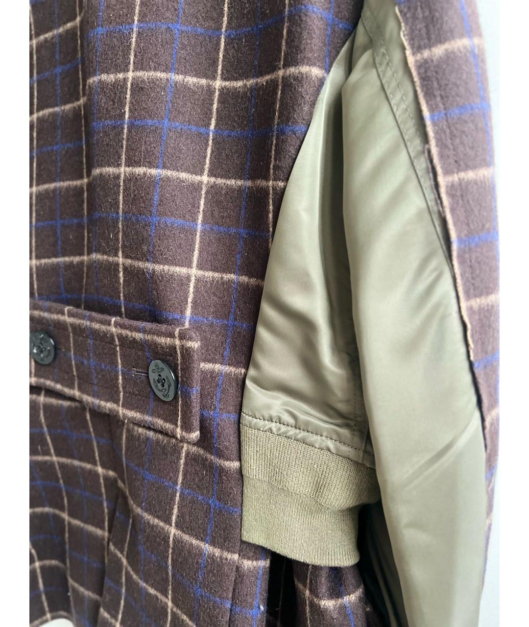 SACAI Коричневое шерстяное пальто, фото 4
