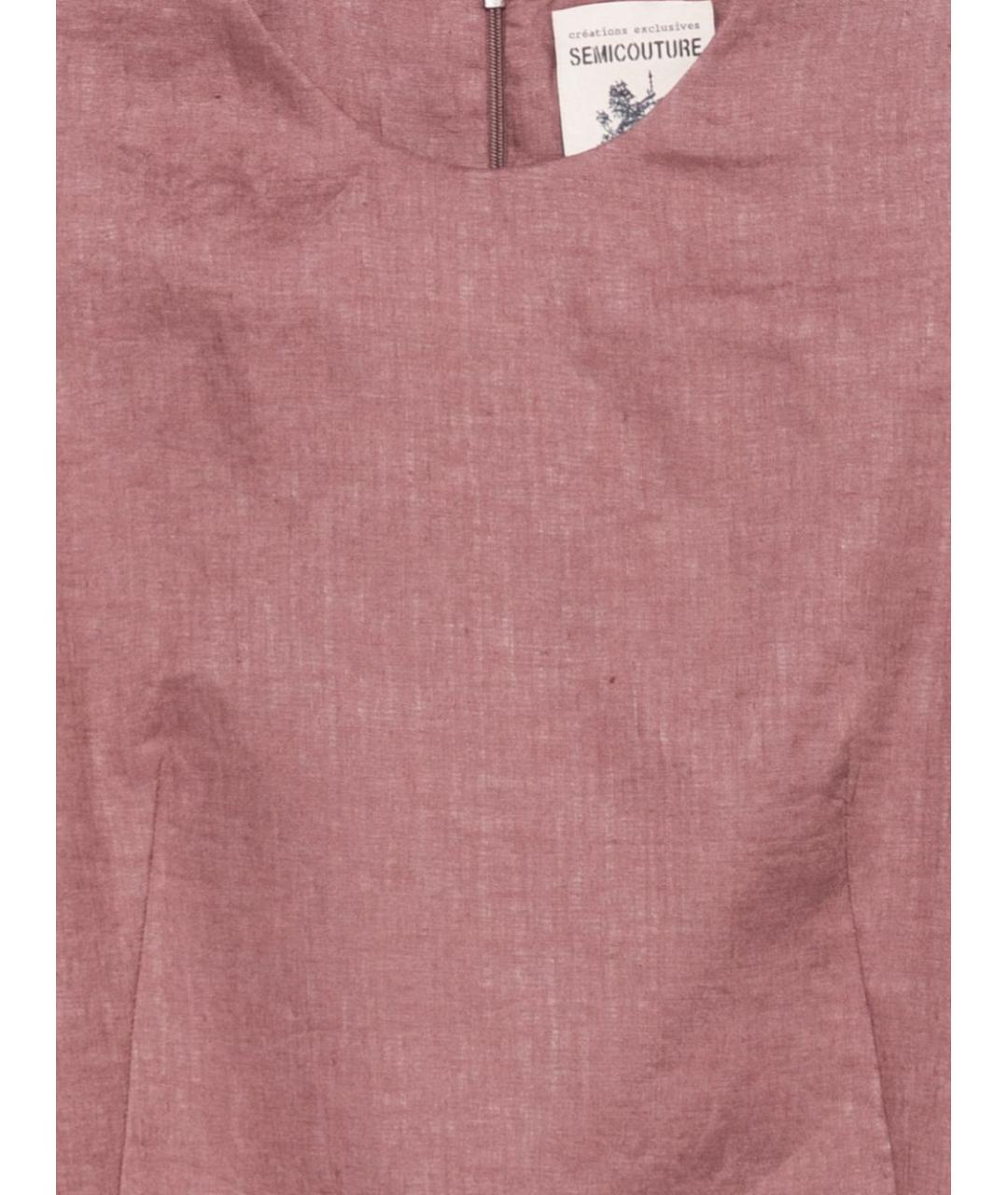 SEMICOUTURE Бордовое льняное повседневное платье, фото 2