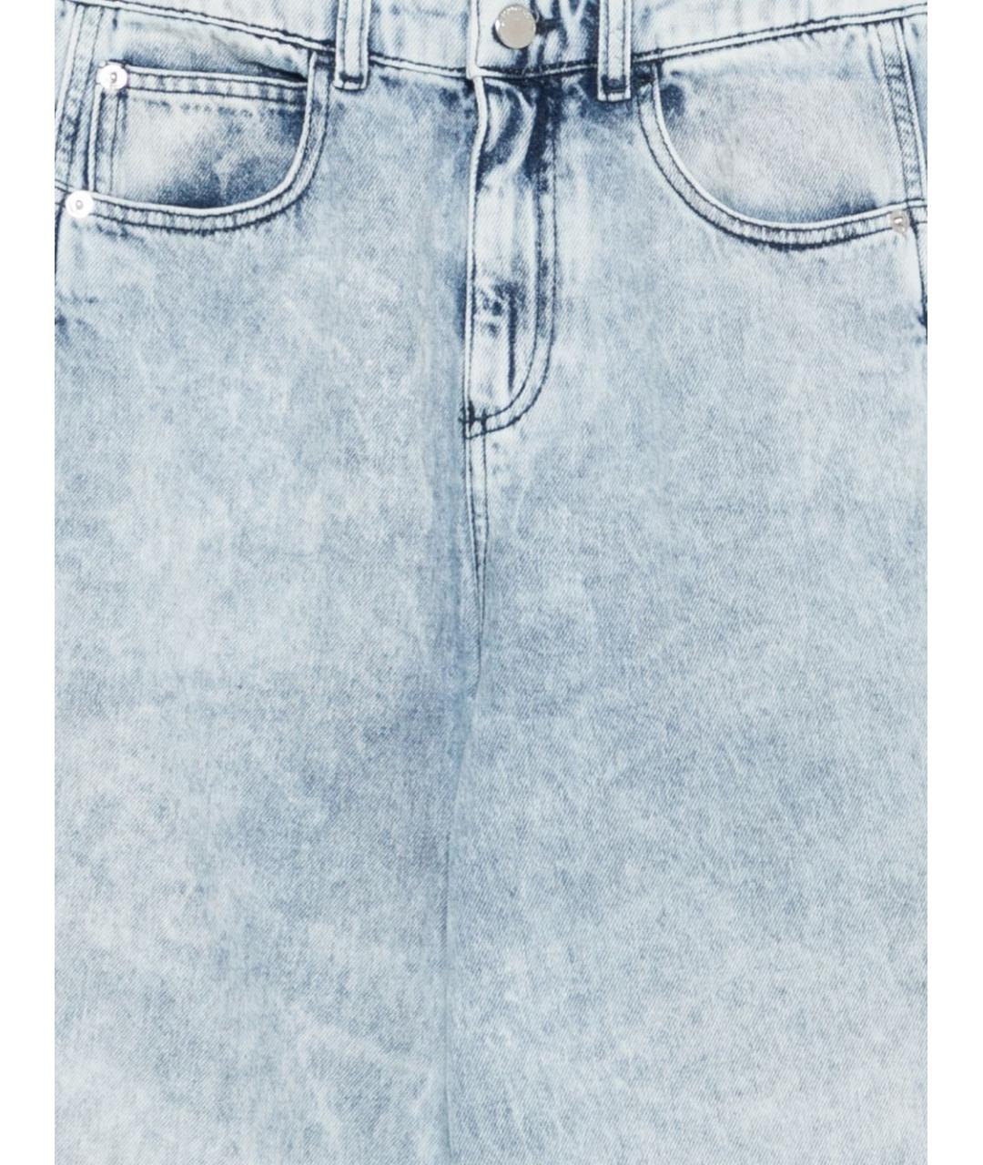 EMPORIO ARMANI Голубые хлопковые прямые джинсы, фото 2