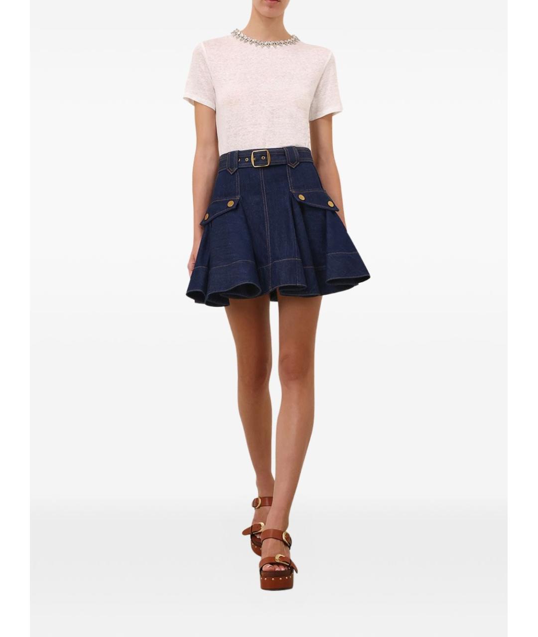 ZIMMERMANN Темно-синяя деним юбка мини, фото 3