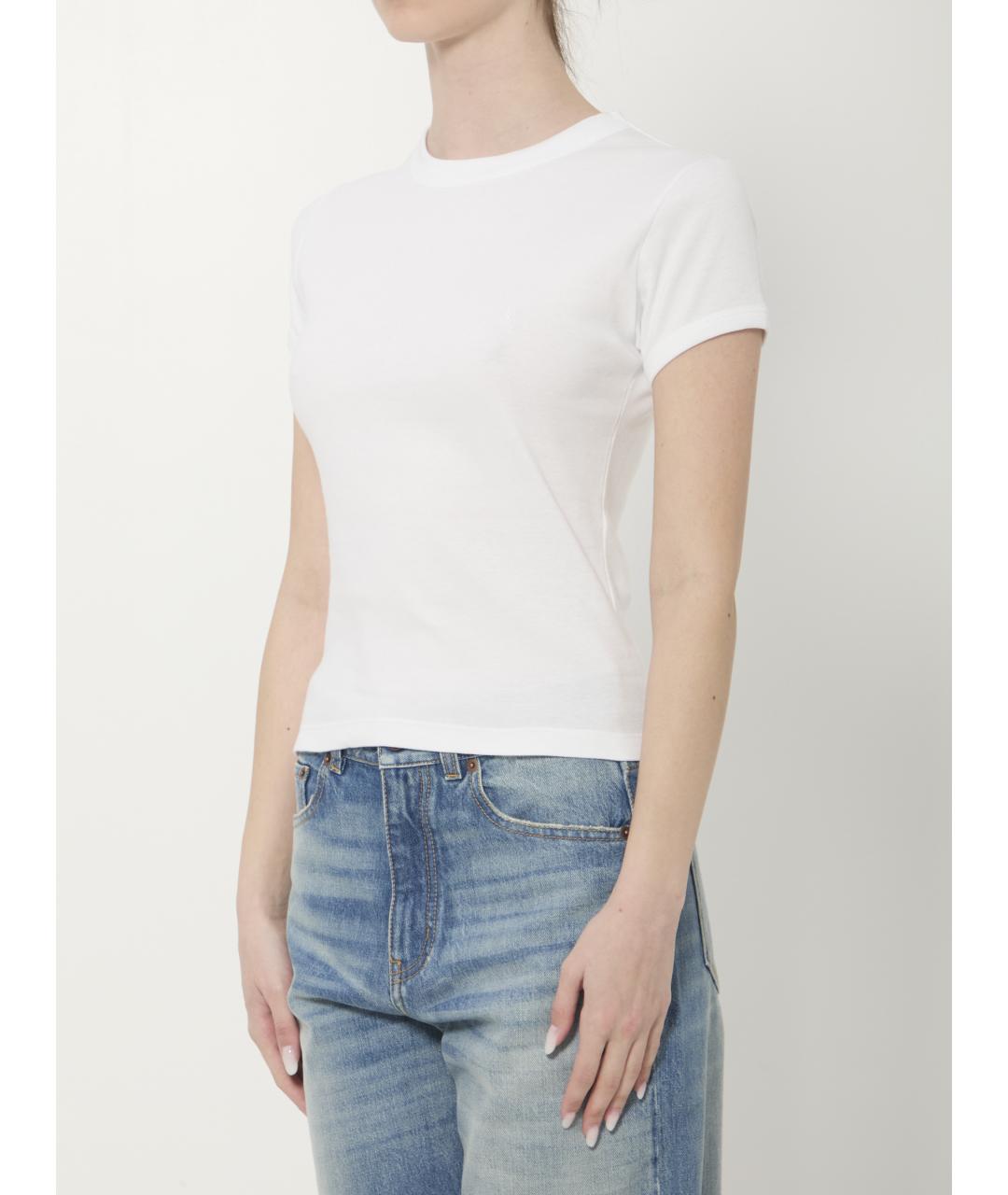 SAINT LAURENT Белая хлопковая футболка, фото 2