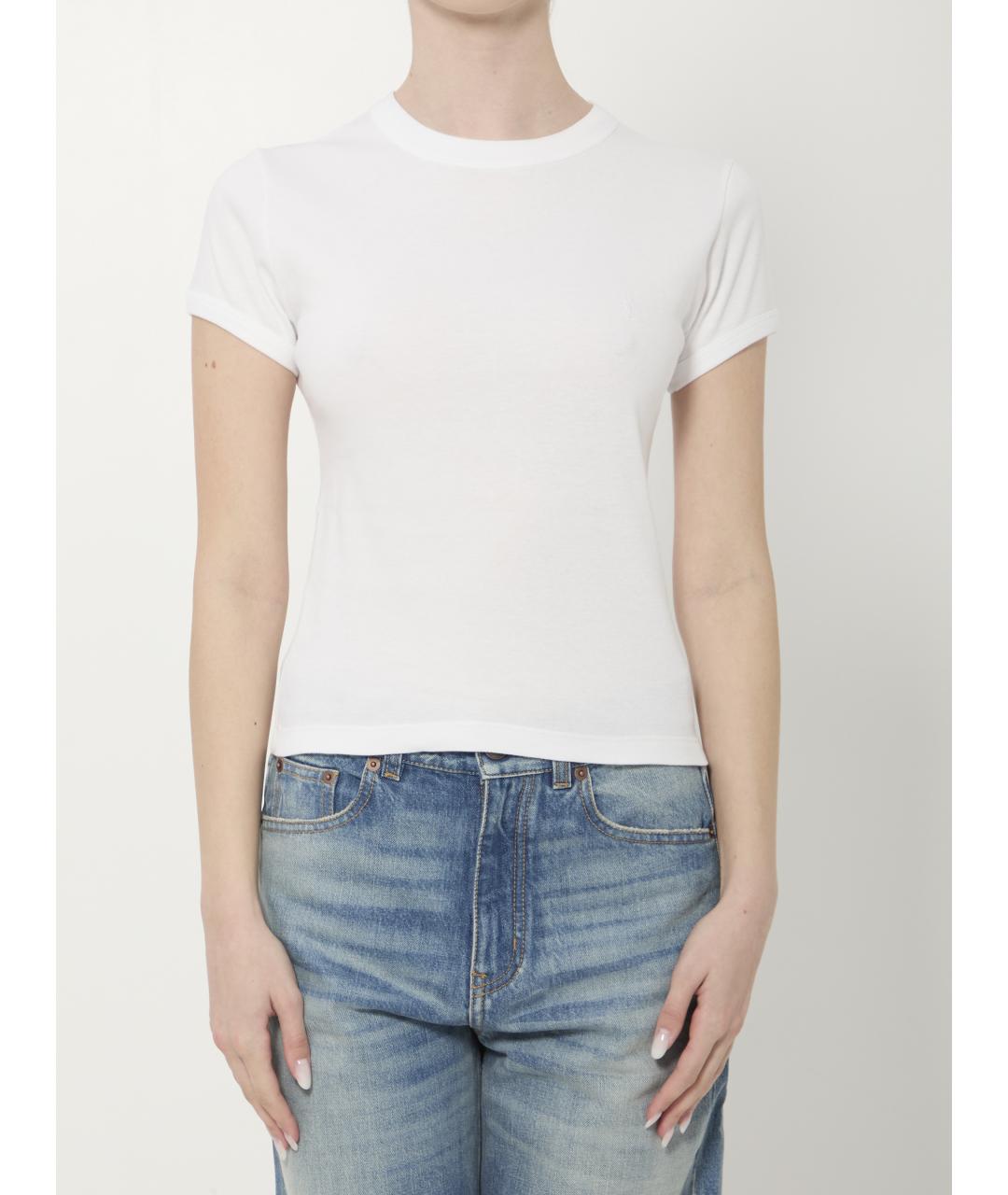 SAINT LAURENT Белая хлопковая футболка, фото 5