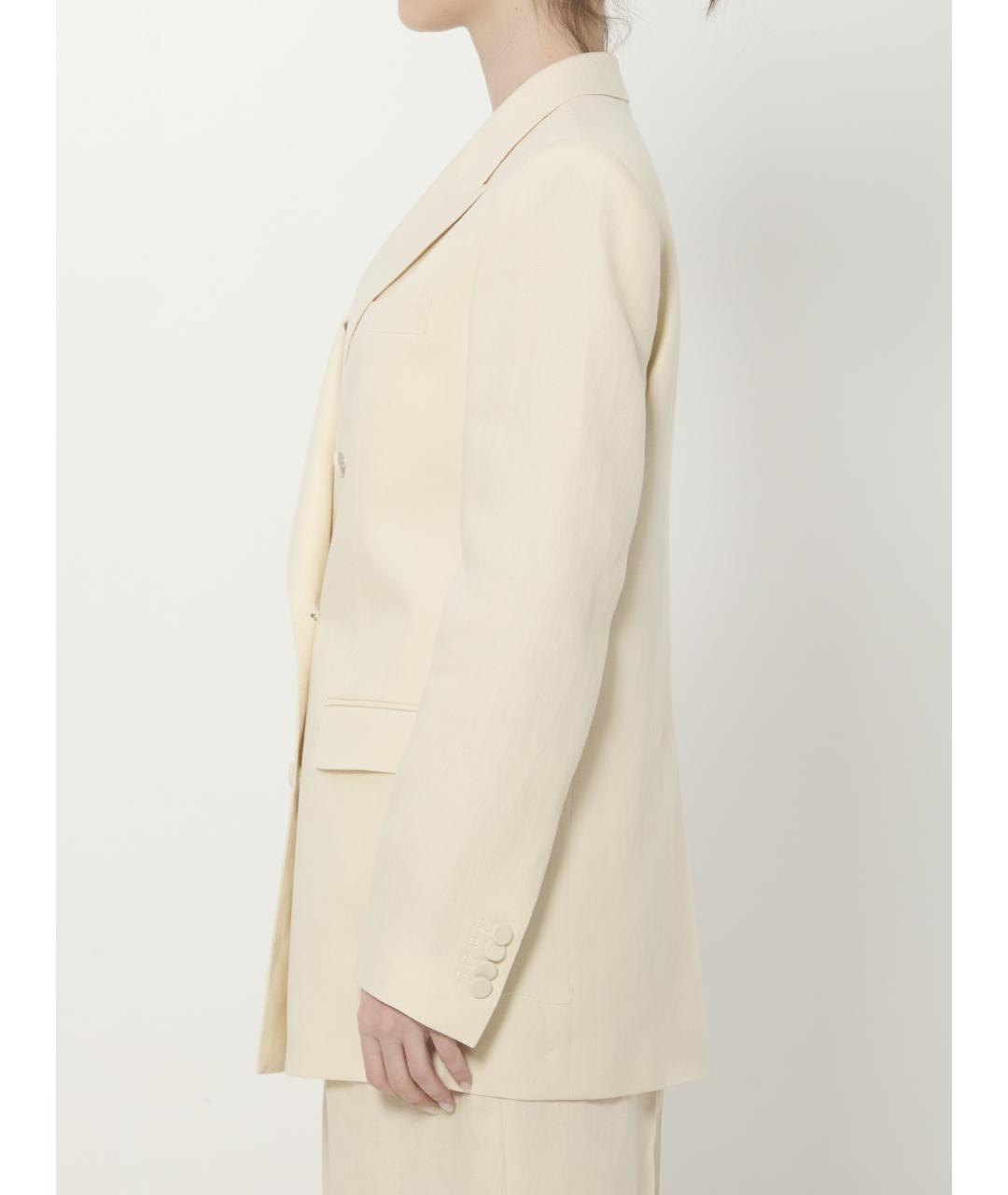 TAGLIATORE Бежевый льняной жакет/пиджак, фото 3