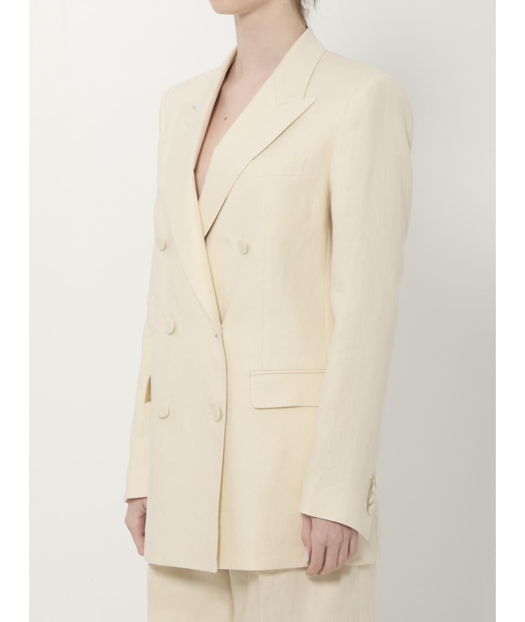 TAGLIATORE Бежевый льняной жакет/пиджак, фото 2