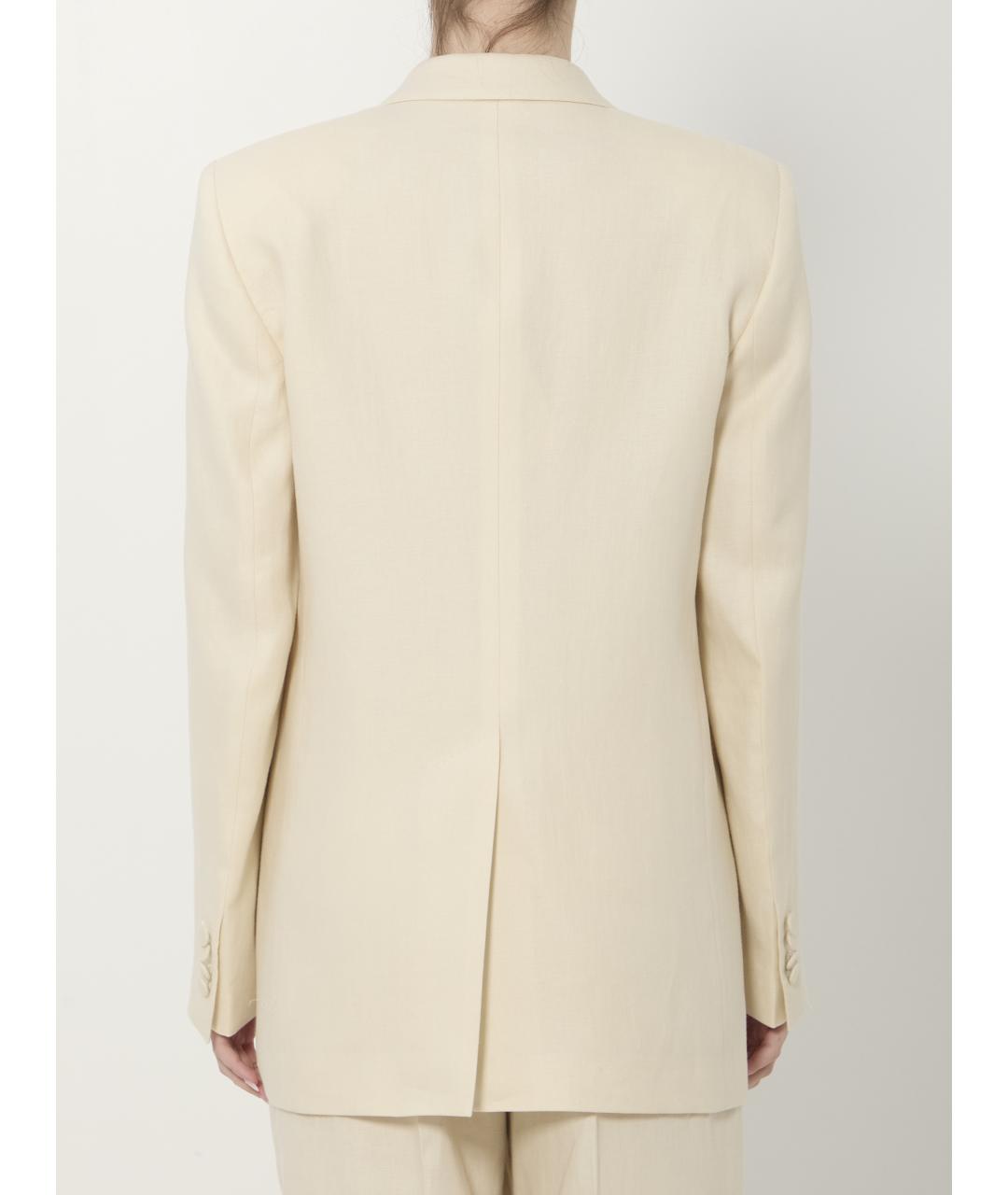 TAGLIATORE Бежевый льняной жакет/пиджак, фото 4