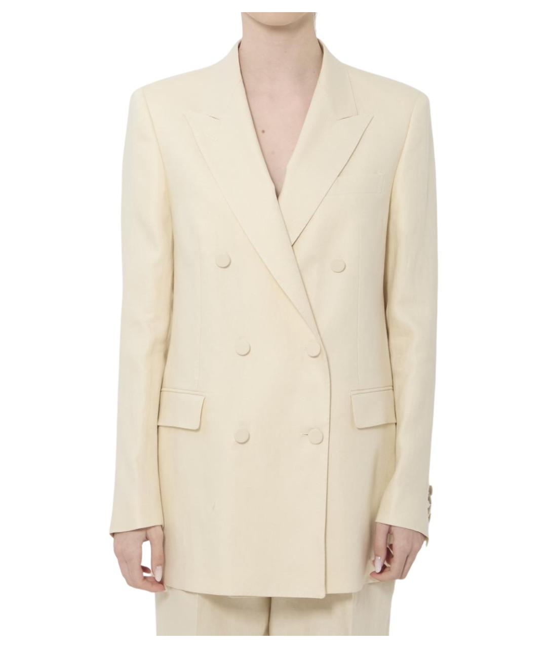 TAGLIATORE Бежевый льняной жакет/пиджак, фото 1