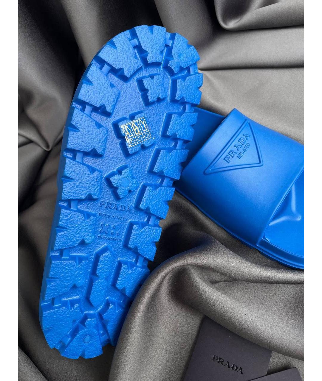 PRADA Синие нубуковые шлепанцы, фото 3