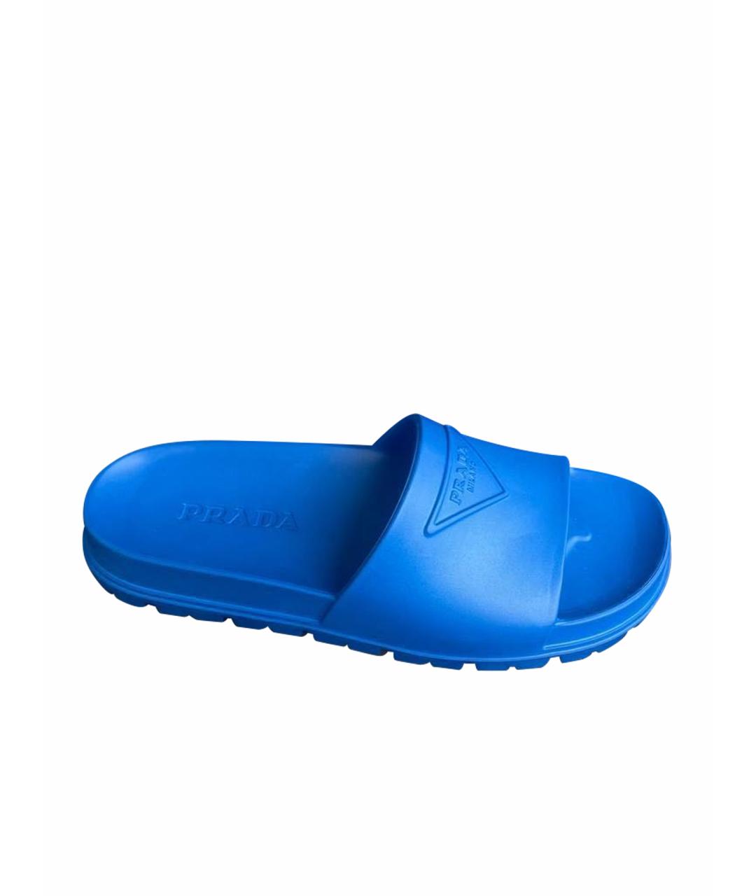 PRADA Синие нубуковые шлепанцы, фото 1