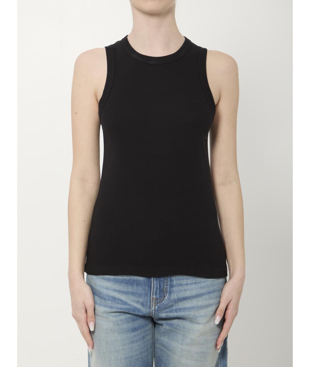 SAINT LAURENT Черная хлопковая майка, фото 5