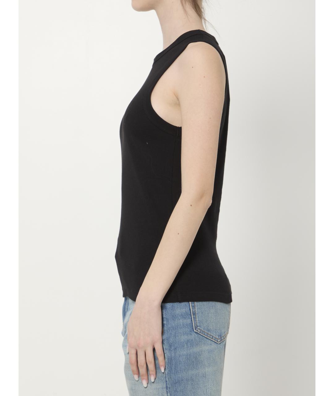 SAINT LAURENT Черная хлопковая майка, фото 3