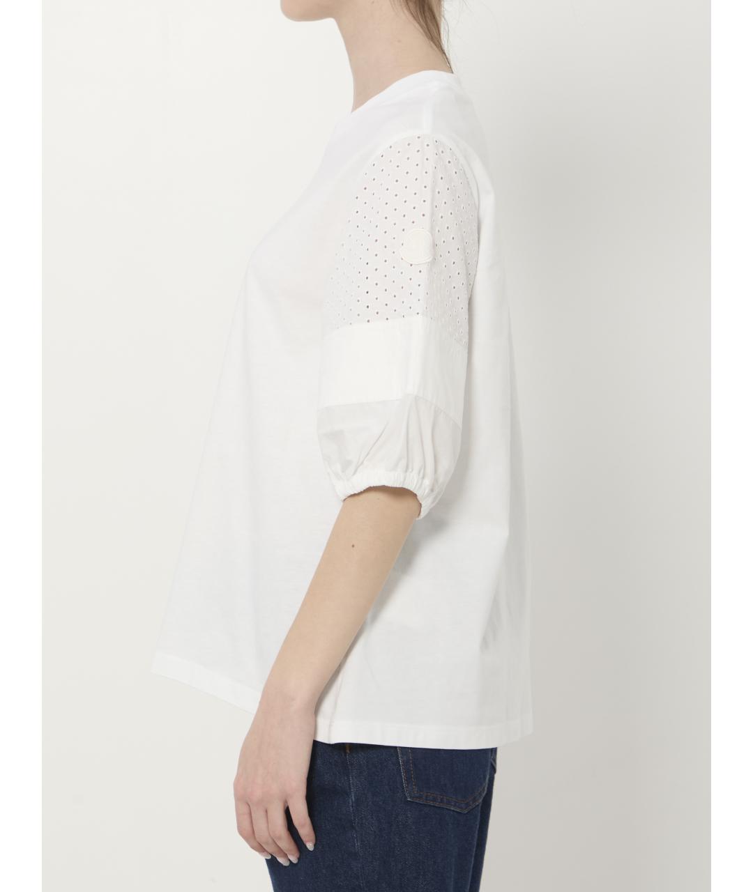 MONCLER Белая хлопковая футболка, фото 3