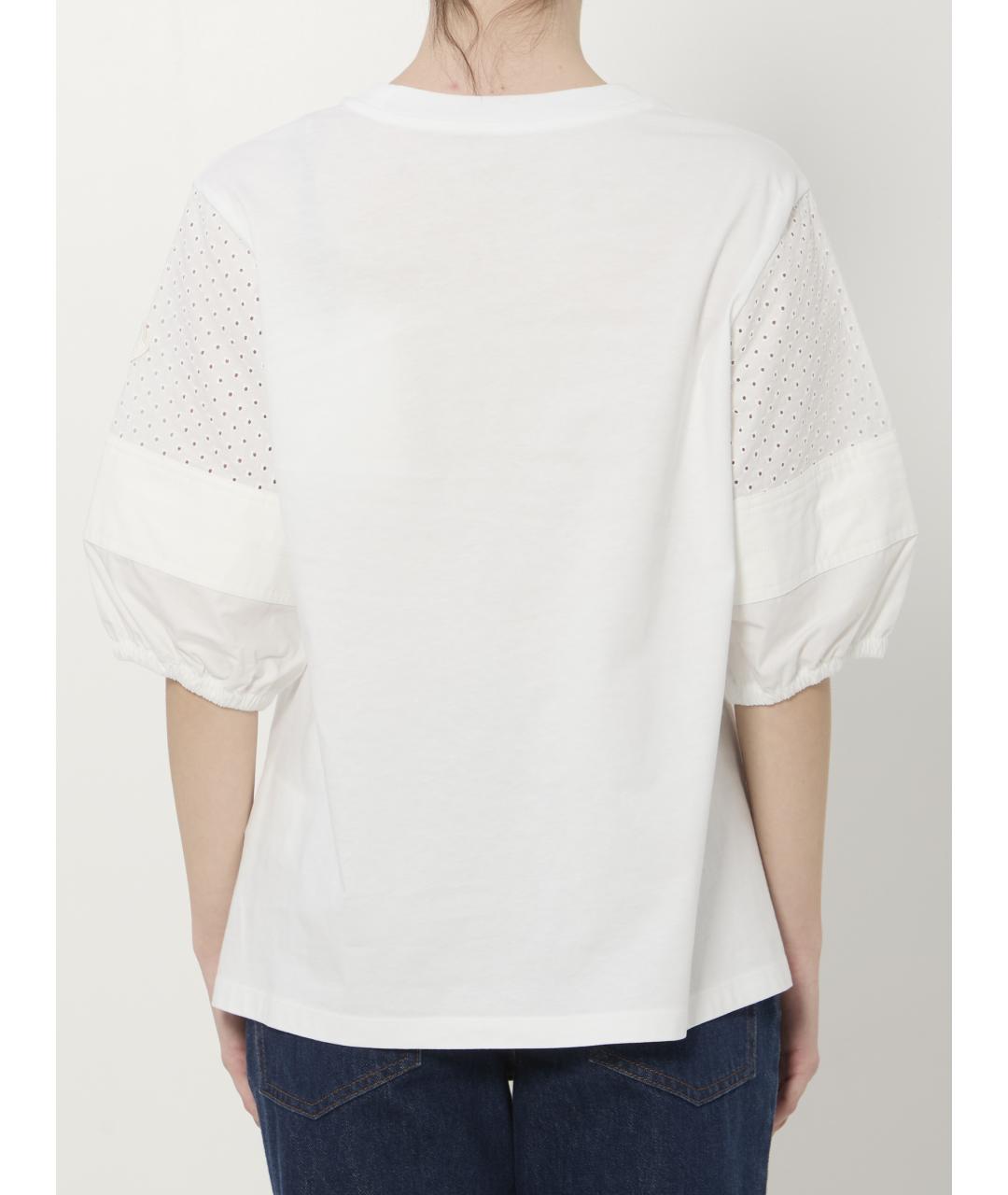 MONCLER Белая хлопковая футболка, фото 4