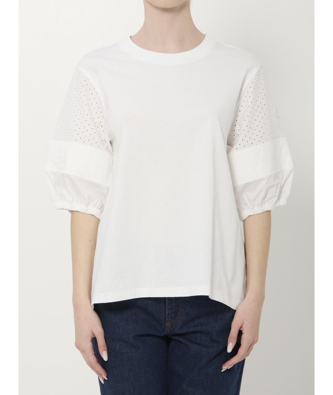 MONCLER Белая хлопковая футболка, фото 5