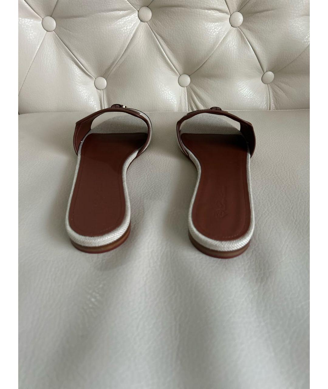 LORO PIANA Бежевые текстильные шлепанцы, фото 4