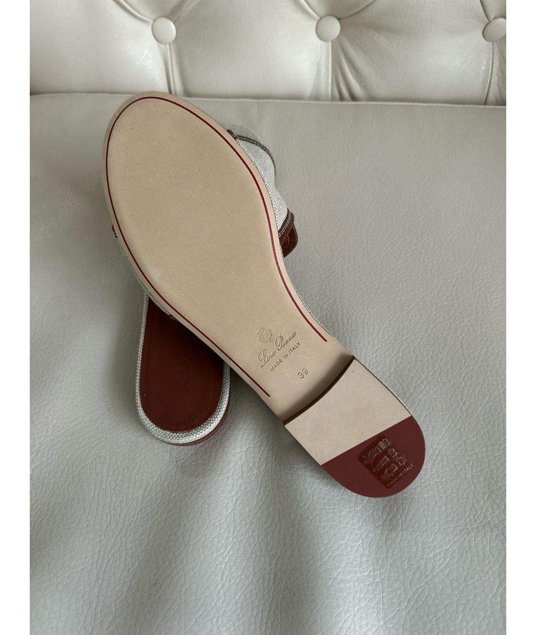 LORO PIANA Бежевые текстильные шлепанцы, фото 5