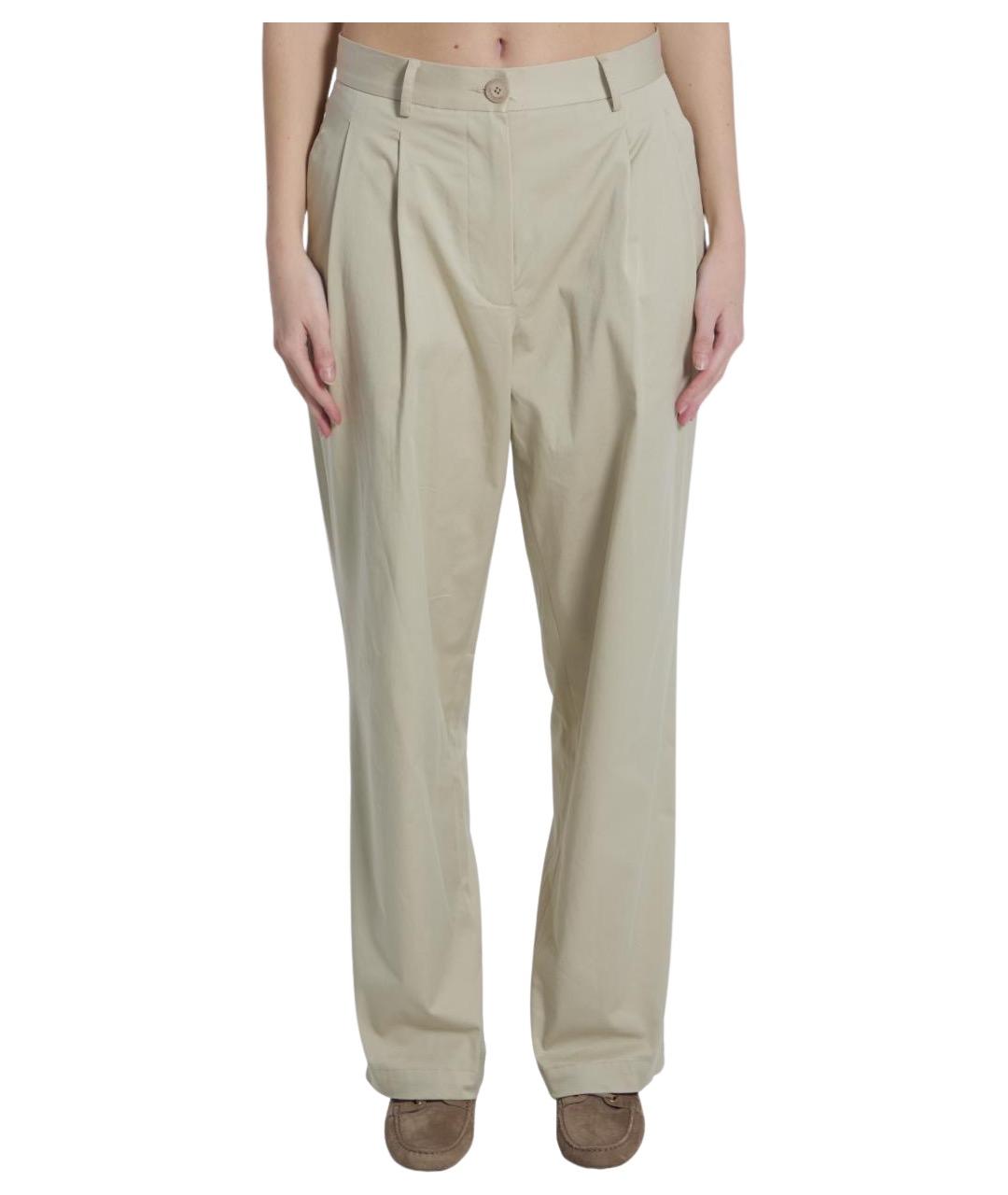 TAGLIATORE Бежевые льняные прямые брюки, фото 1