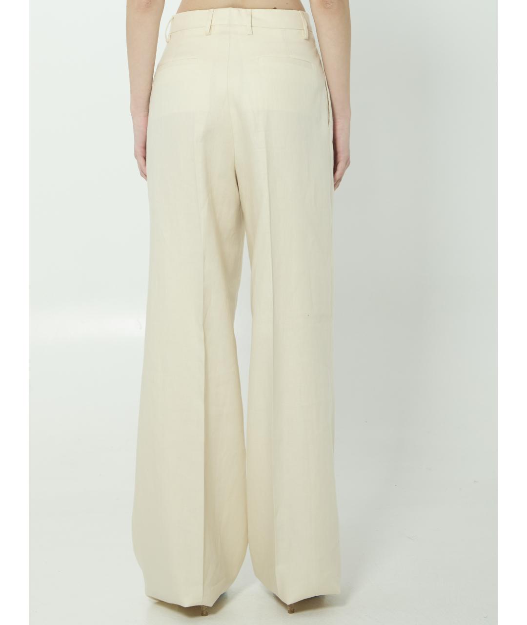 TAGLIATORE Бежевые льняные прямые брюки, фото 4