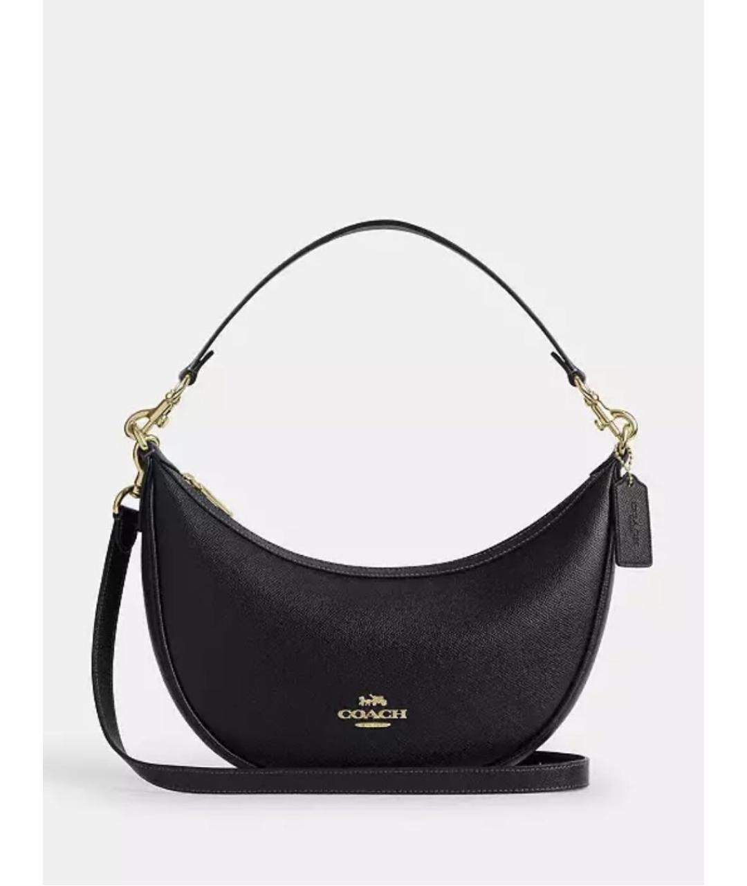 COACH Черная кожаная сумка с короткими ручками, фото 9