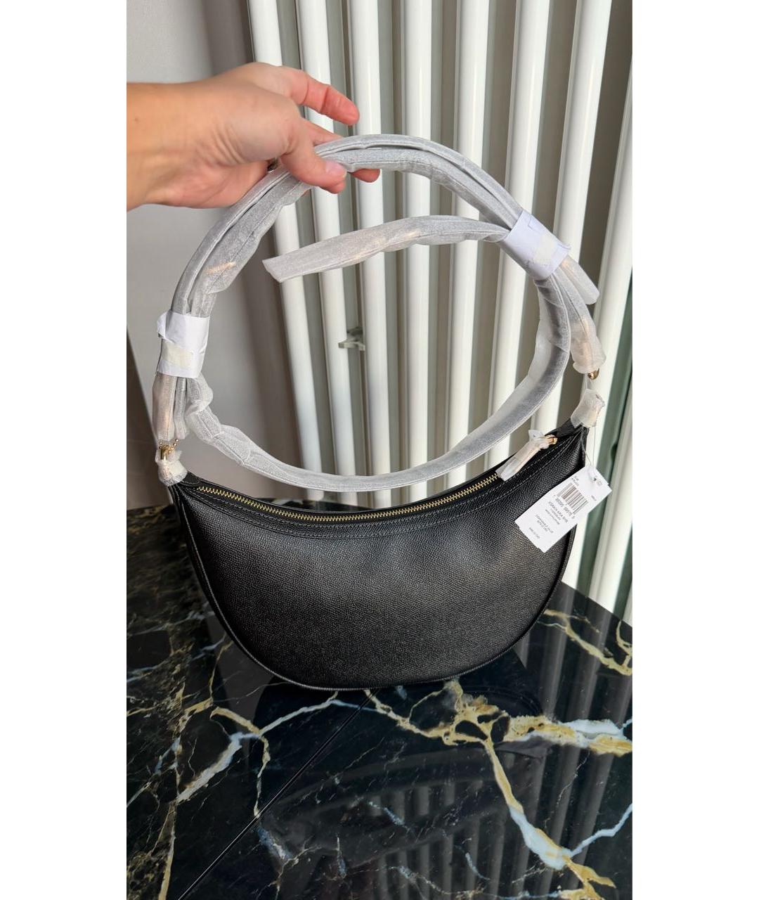 COACH Черная кожаная сумка с короткими ручками, фото 3