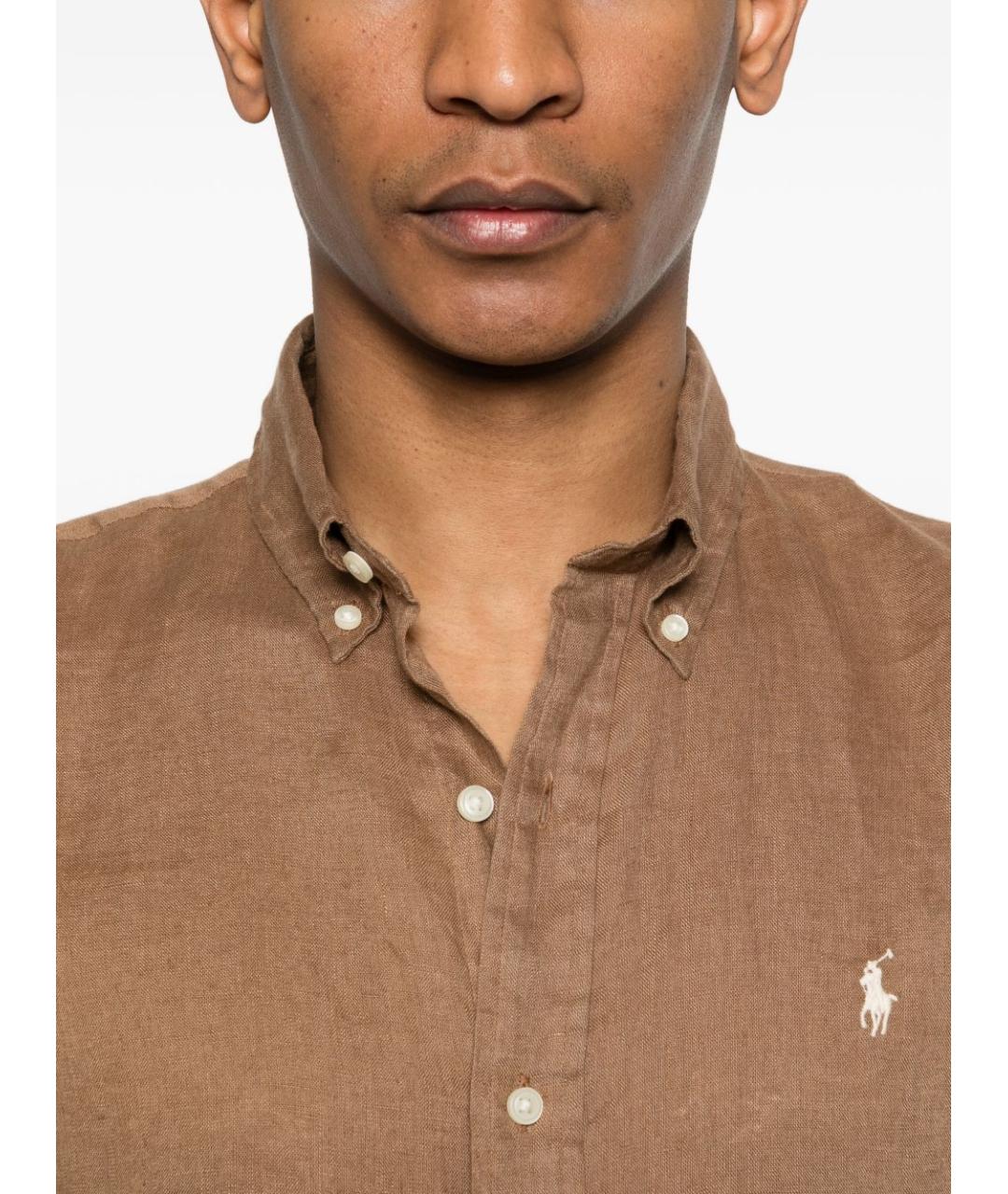 POLO RALPH LAUREN Коричневая льняная кэжуал рубашка, фото 2