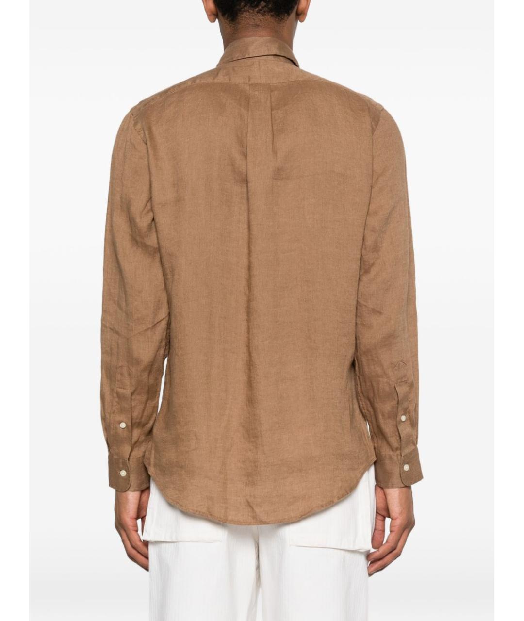 POLO RALPH LAUREN Коричневая льняная кэжуал рубашка, фото 4