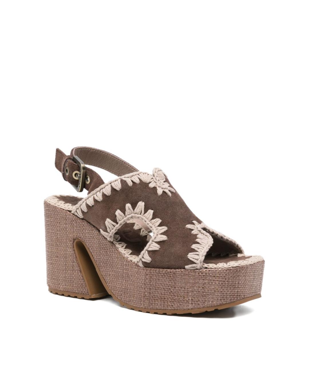 MOU Коричневые замшевые босоножки, фото 3